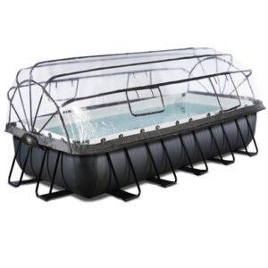 EXIT Black Leather Pool 540x250x100cm mit Sandfilterpumpe und Abdeckung - schwarz