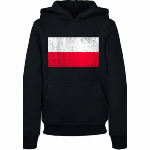 F4NT4STIC Hoodie Poland Polen Flagge distressed schwarz