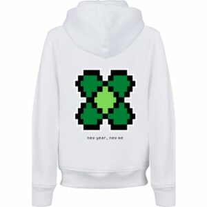 F4NT4STIC Hoodie Silvester Happy New Year Pixel Kleeblatt weiß