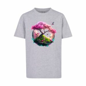 F4NT4STIC T-Shirt Kirschblüten Baum Tee Unisex heather grey