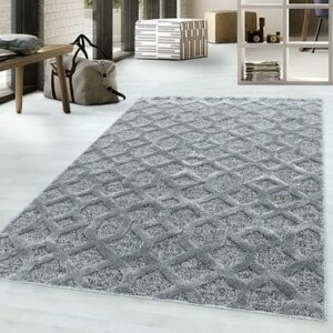 Giancasa Designteppich Rautenmuster Kurzflorteppich Flachflorteppich Wohnzimmer 4702 grey