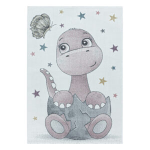 Giancasa Dinoteppich Dino Kinderteppich Kurzflorteppich Kinderzimmer 2106 PINK