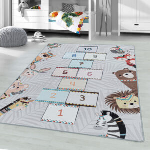 Giancasa Spielteppich Kurzflorteppich Kinderzimmer Kinderteppich Babyzimmer 2903 grey