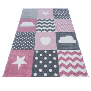 Giancasa rosa Kinderzimmer gemustert Flachflorteppich Kinderteppich 620 pink