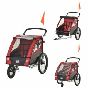 HOMCOM 3in1 Kinderwagen auch als Jogger und Fahrradanhänger rot