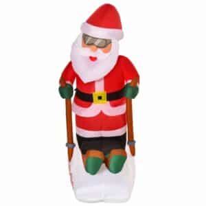 HOMCOM Aufblasbarer Weihnachtsmann auf Schlitten mit Beleuchtung bunt