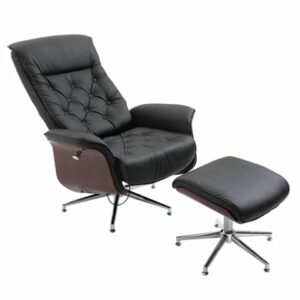 HOMCOM Chesterfield Sessel mit Hocker schwarz