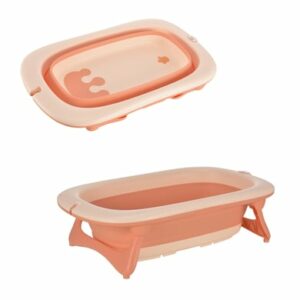 HOMCOM Ergonomische Babybadewanne zum zusammenklappen rosa