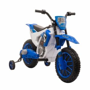 HOMCOM Kinder Elektromotorrad mit 2 abnehmbaren Stützrädern blau