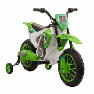 HOMCOM Kinder Elektromotorrad mit 2 abnehmbaren Stützrädern grün