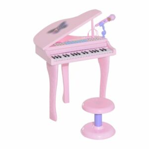 HOMCOM Kinderklavier inklusive Hocker rosa