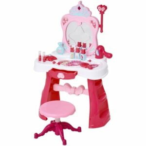 HOMCOM Kinderschminktisch mit Hocker rosa