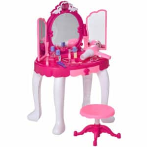 HOMCOM Kinderschminktisch mit Spiegel und Musik rosa