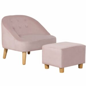 HOMCOM Kindersofa-Set mit Fußhocker rosa