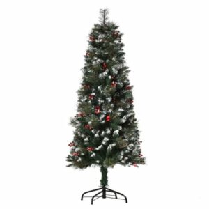 HOMCOM Künstlicher Weihnachtsbaum mit Baumschmuck bunt