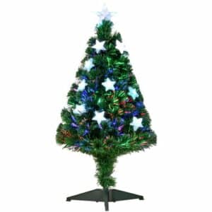 HOMCOM Künstlicher Weihnachtsbaum mit weißen LED-Sternen grün