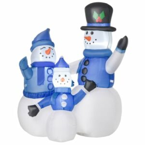 HOMCOM LED Schneemannfamilie aufblasbar weiß