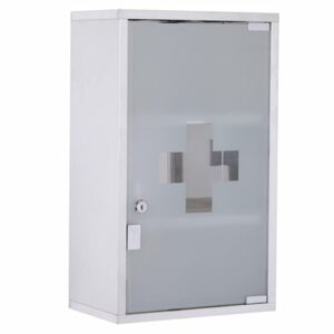 HOMCOM Medizinschrank mit 3 Fächer silber