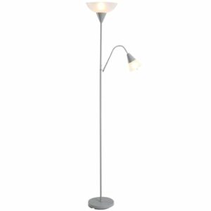 HOMCOM Stehlampe mit verstellbarem Leselicht silber