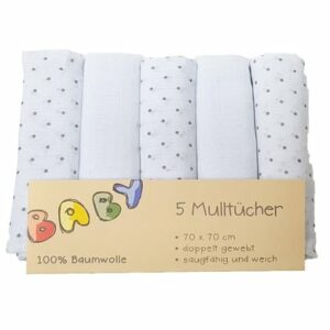 HÜTTE & CO Mulltücher 5er-Pack graue Punkte