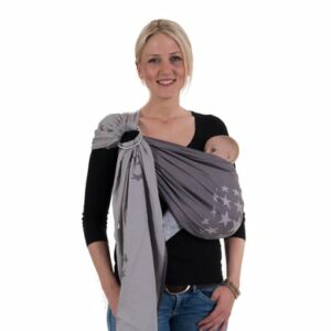 Hoppediz Babytragetuch gewebter Ring-Sling Los Angeles grau