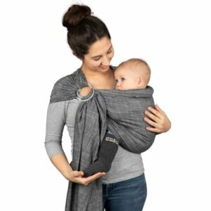 Hoppediz Babytragetuch gewebter Ring-Sling Popeline Denim schwarz