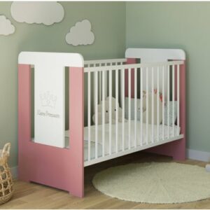 Kids Collective Babybett Gitterbett 60x120 höhenverstellbar/herausnehmbare Sprossen weiß/rosa