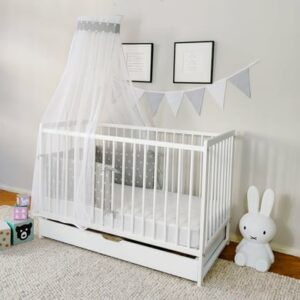 Kids Collective Babybett Komplett-Set 60x120 Gitterbett mit Himmel & Nest weiß mit Schubl. und Matratze