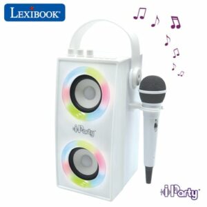 LEXIBOOK Iparty® weißer tragbarer Bluetooth®-Lautsprecher mit Mikrofon und tollen Lichteffekten