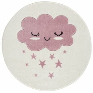 LIVONE Kinderteppich Kids love Rugs WOLKE Rund creme/rosa