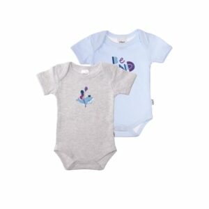 Liliput Baby-Bodies Be kind grau-melange/ blau gestreift
