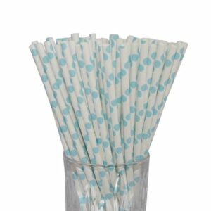 Luxentu Papier-Trinkhalme gepunktet 20 cm 100er Set hellblau