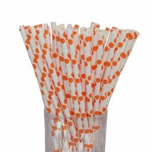 Luxentu Papier-Trinkhalme gepunktet 20 cm 100er Set orange