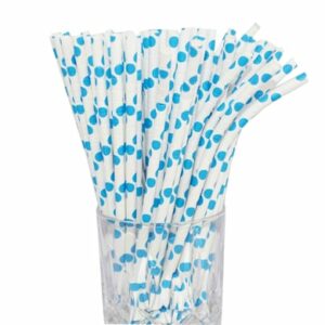 Luxentu Papier-Trinkhalme gepunktet mit Knick 20 cm 100er Set hellblau