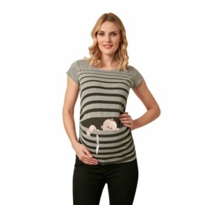 M.M.C. Umstandsshirt Baby Flucht mit Motiv Grau