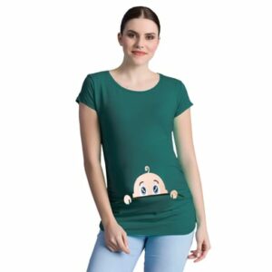 M.M.C. Umstandsshirt Neugieriges Baby mit Motiv Dunkelgrün