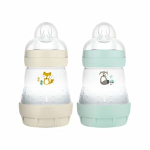 MAM Babyflasche Easy Start Anti Colic-Elements 160 ml 2 Stück Fuchs/Waschbär in beige/mint