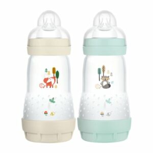 MAM Babyflasche Easy Start Anti Colic-Elements 260 ml 2 Stück Fuchs/Waschbär in beige/mint