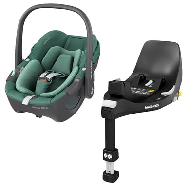 MAXI COSI Set Babyschale Pebble 360 Essential Green plus Basisstation FamilyFix 360