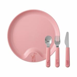 Mepal Kinderteller mit Besteck Mio ø 22 cm pink