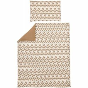 Meyco Bettwäsche Kinderbett 100 x 135 cm Ikat Sand / Uni Toffee