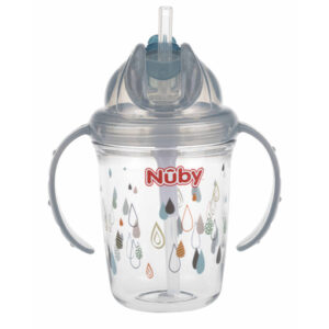 Nûby 360° Trinklhalmtasse aus Tritan 240 ml in grau