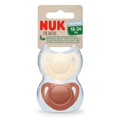NUK Schnuller For Nature Silikon18-36 Monate rot / creme 2er-Pack
