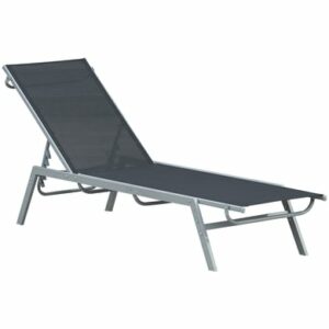 Outsunny Gartenliege mit verstellbarer Rückenlehne schwarz