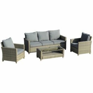 Outsunny Gartenmöbel Set mit Couchtisch bunt