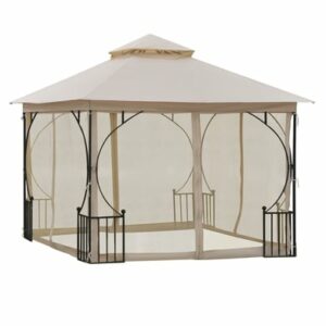 Outsunny Gartenpavillon mit Doppeldach beige