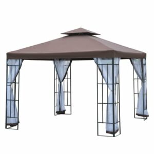 Outsunny Gartenpavillon mit Doppeldach kaffeebraun