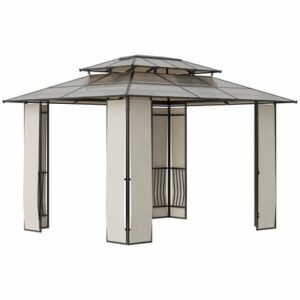 Outsunny Pavillon mit Bildschirmtuch und Erdnagel braun