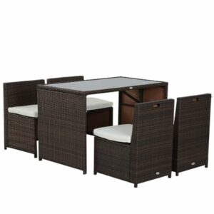 Outsunny Polyrattan Garnitur als 5-teiliges Set braun