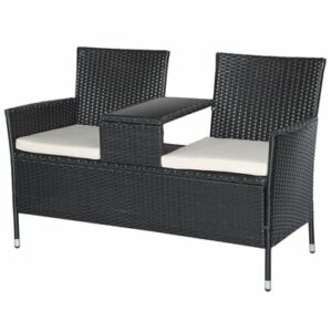 Outsunny Polyrattan Gartenbank schwarz